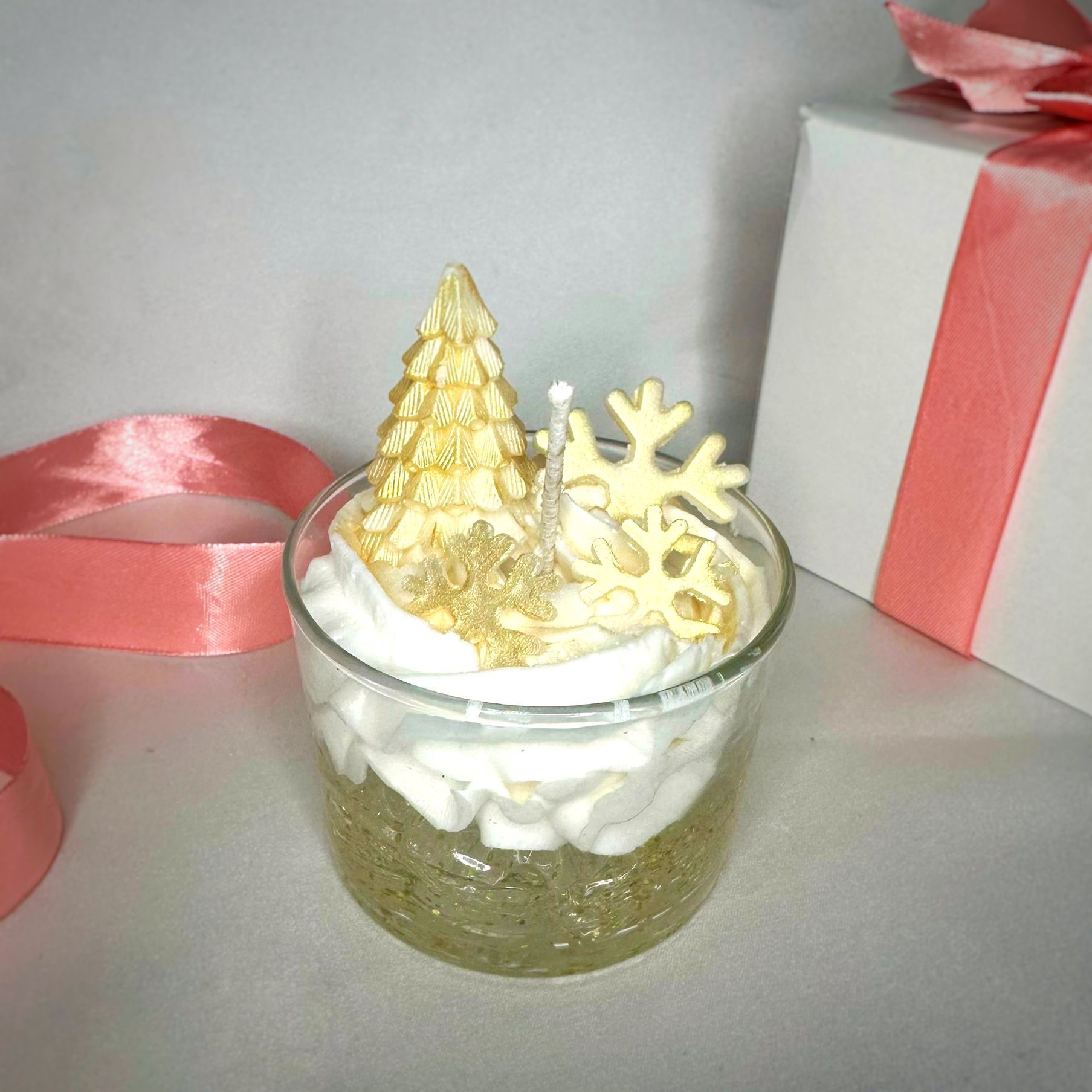Bougie givrée sapin